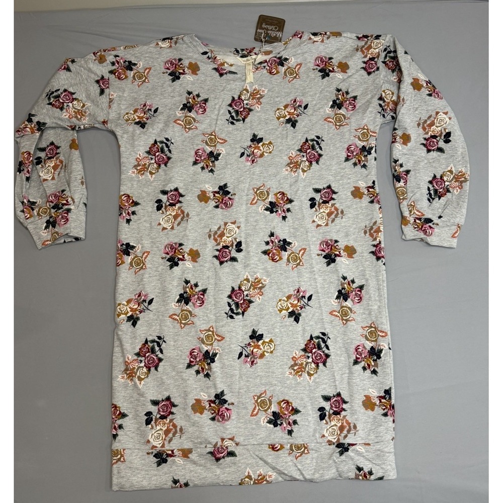 Matilda Jane Floral Sweatshirt Dress Womens S Gray Cottagecore Cozy Casual